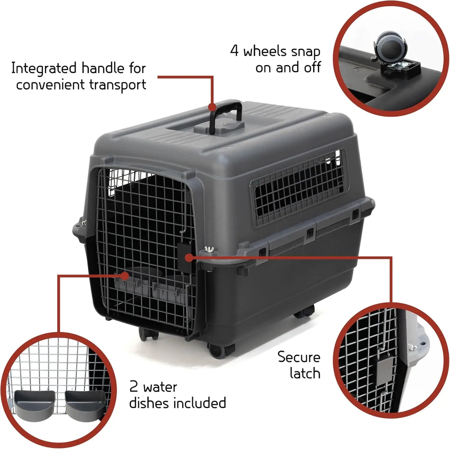 Ufsagcg Airline-Approved Travel Dog Crate With Wheels And Bowls And Accessories