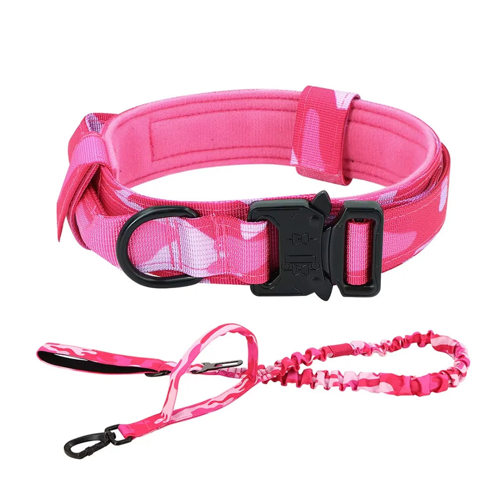 Adjustable Nylon Dog Collar And Leash Set With Control Handle