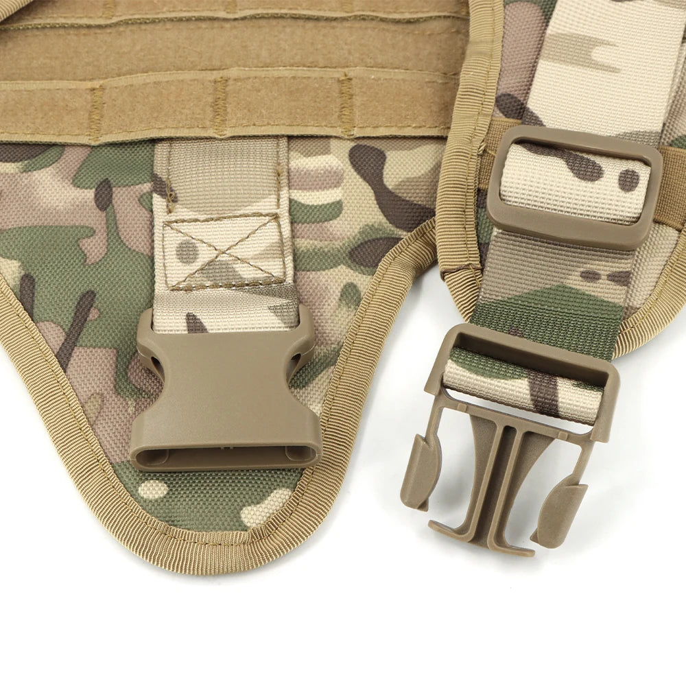 Nylon Tactical Dog Harness Leash Set No Pull Training Military