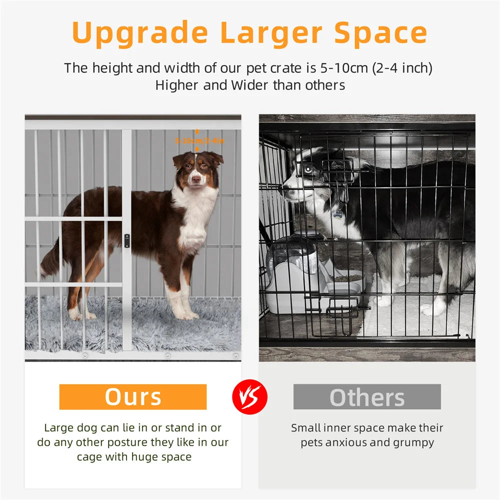 BORWART Large Wooden Dog Crate With Latch And Removable Tray