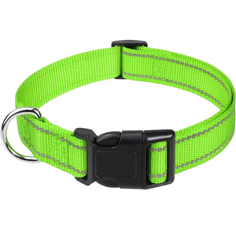 Reflective Adjustable Nylon Pet Collar For Dogs And Cats