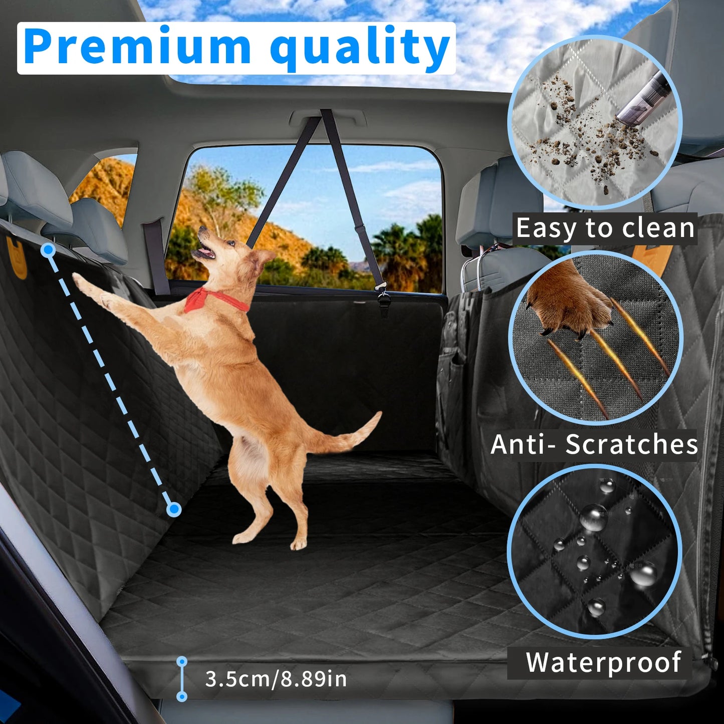 Borwart Waterproof Back Seat Extender Dog Car Cover With Storage