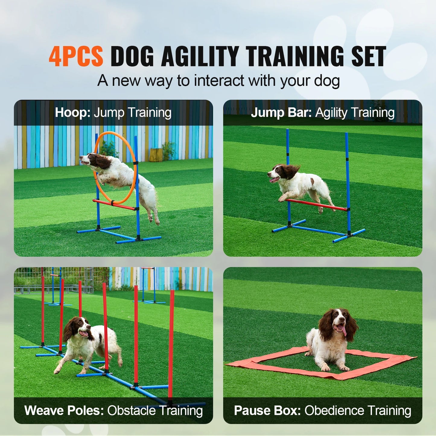 SucceBuy Dog Agility Training Equipment Set With Hurdles And Poles