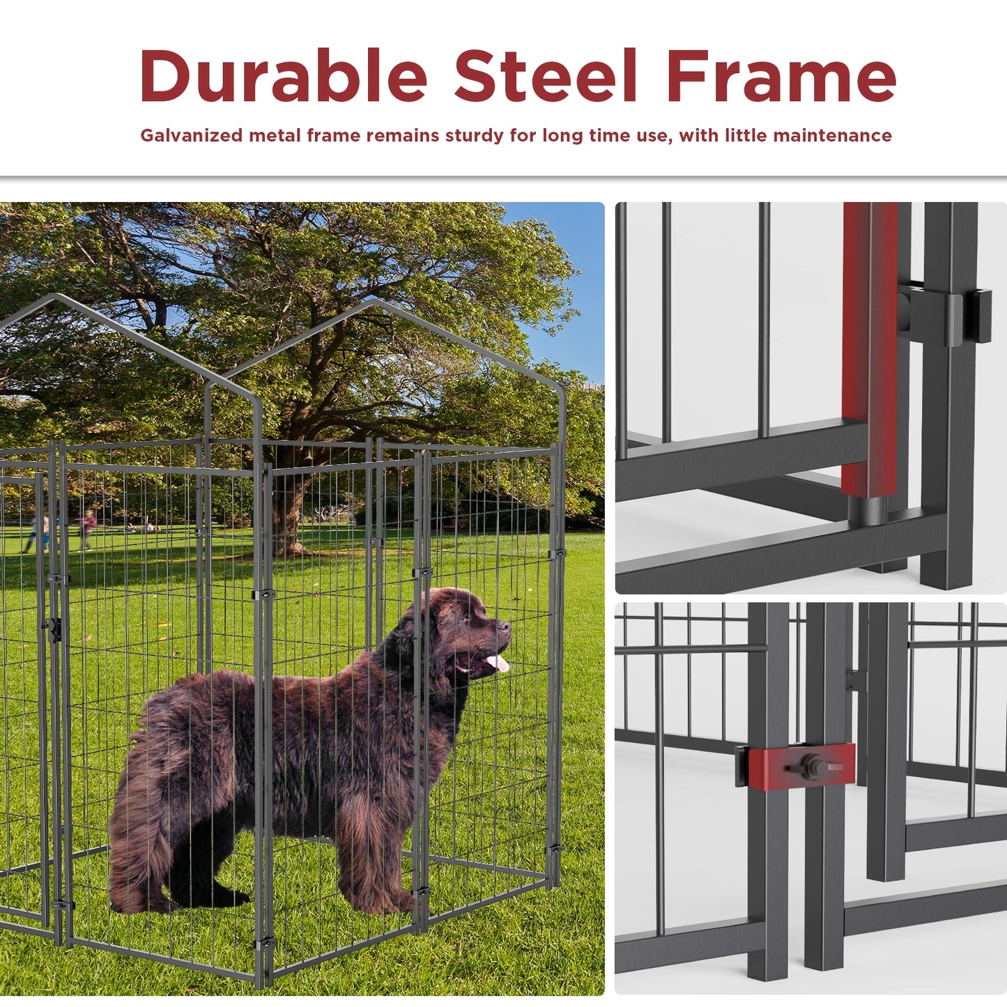 BINGOPAW Heavy Duty Outdoor Dog Kennel Welded Wire UV Cover