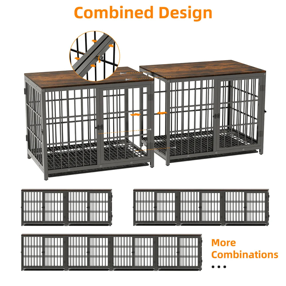 BORWART Large Wooden Dog Crate With Latch And Removable Tray