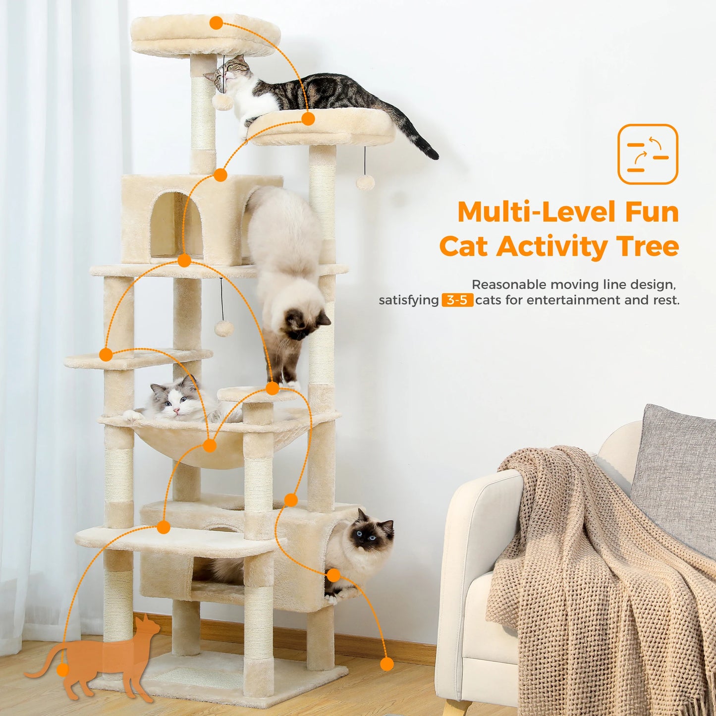 Pawz Road Large Multi Level Plush Cat Tree Tower