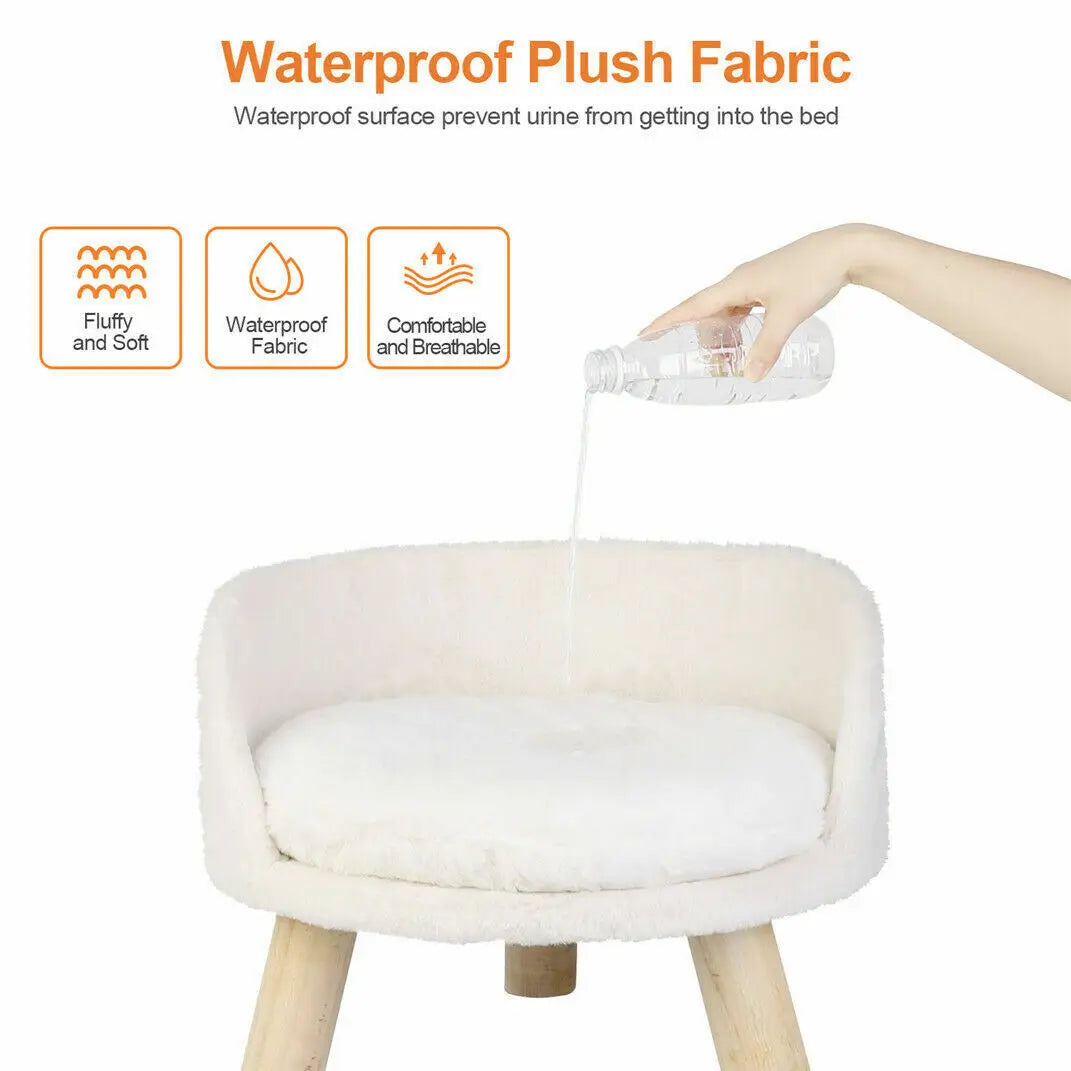 Lux Soft Cat Bed Plush Fabric Nesting Bed With Cushion