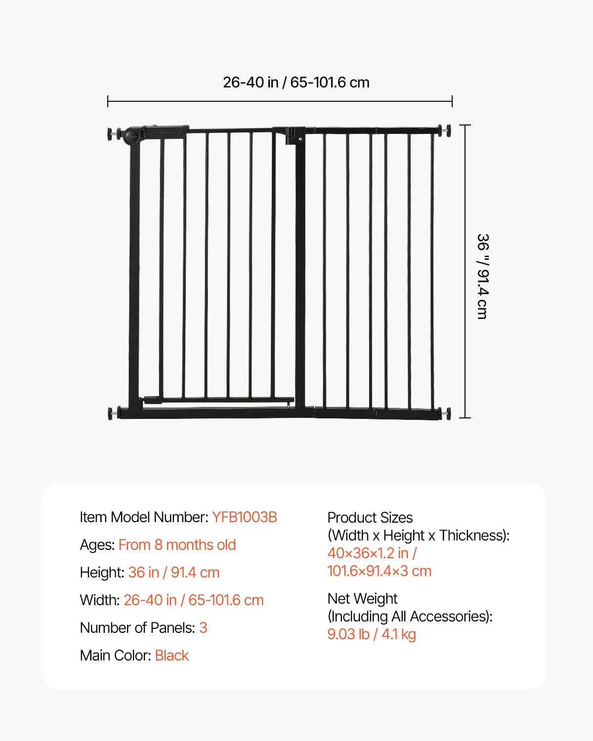 SucceBuy Baby Gate Pressure Mounted Walk Through Pet Safety Gate