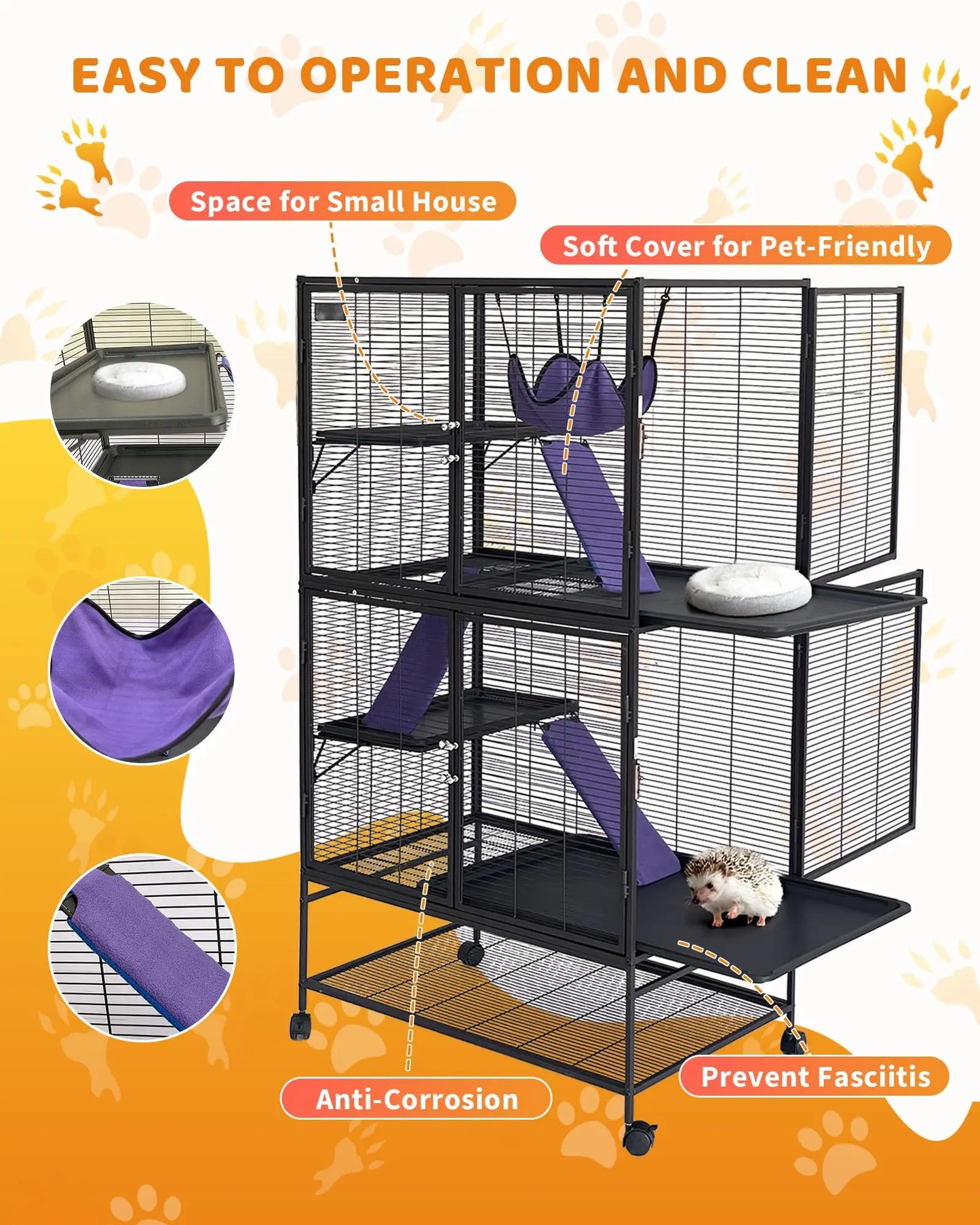 HiMISS Metal Small Animal Cage With Ramp And Multi Level