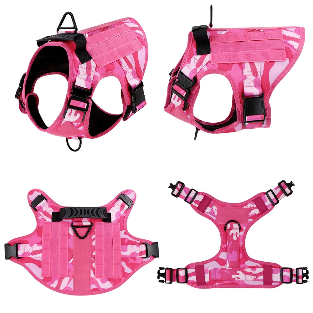 Military Camouflage Dog Harness Tactical Nylon Vest For Training