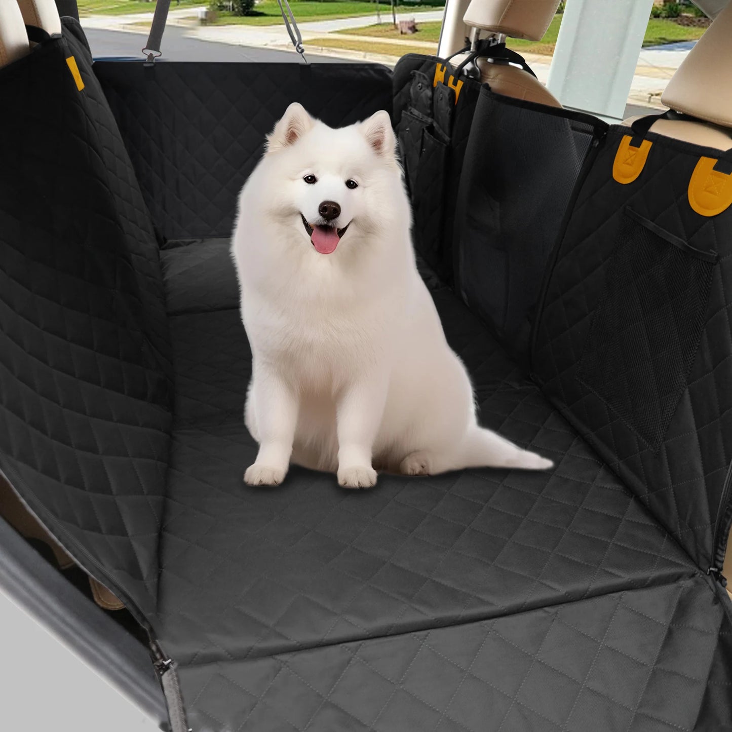Borwart Waterproof Back Seat Extender Dog Car Cover With Storage