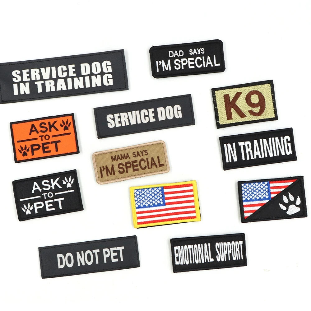 Military Nylon Dog Harness Vest With Leash Patches Training Set