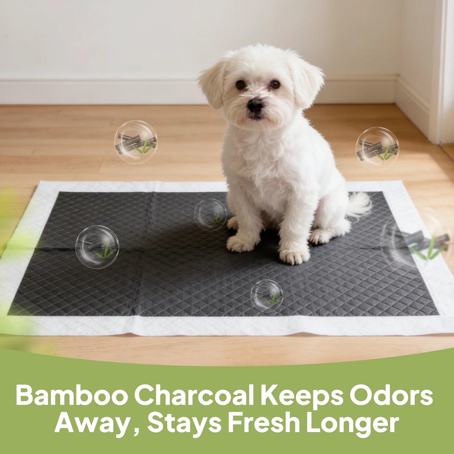 50pc Activated Bamboo Charcoal Disposable Pet Underpads