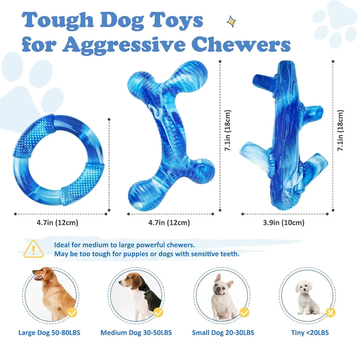 Tough Dog Chew Toys For Aggressive Chewers Bacon Flavor