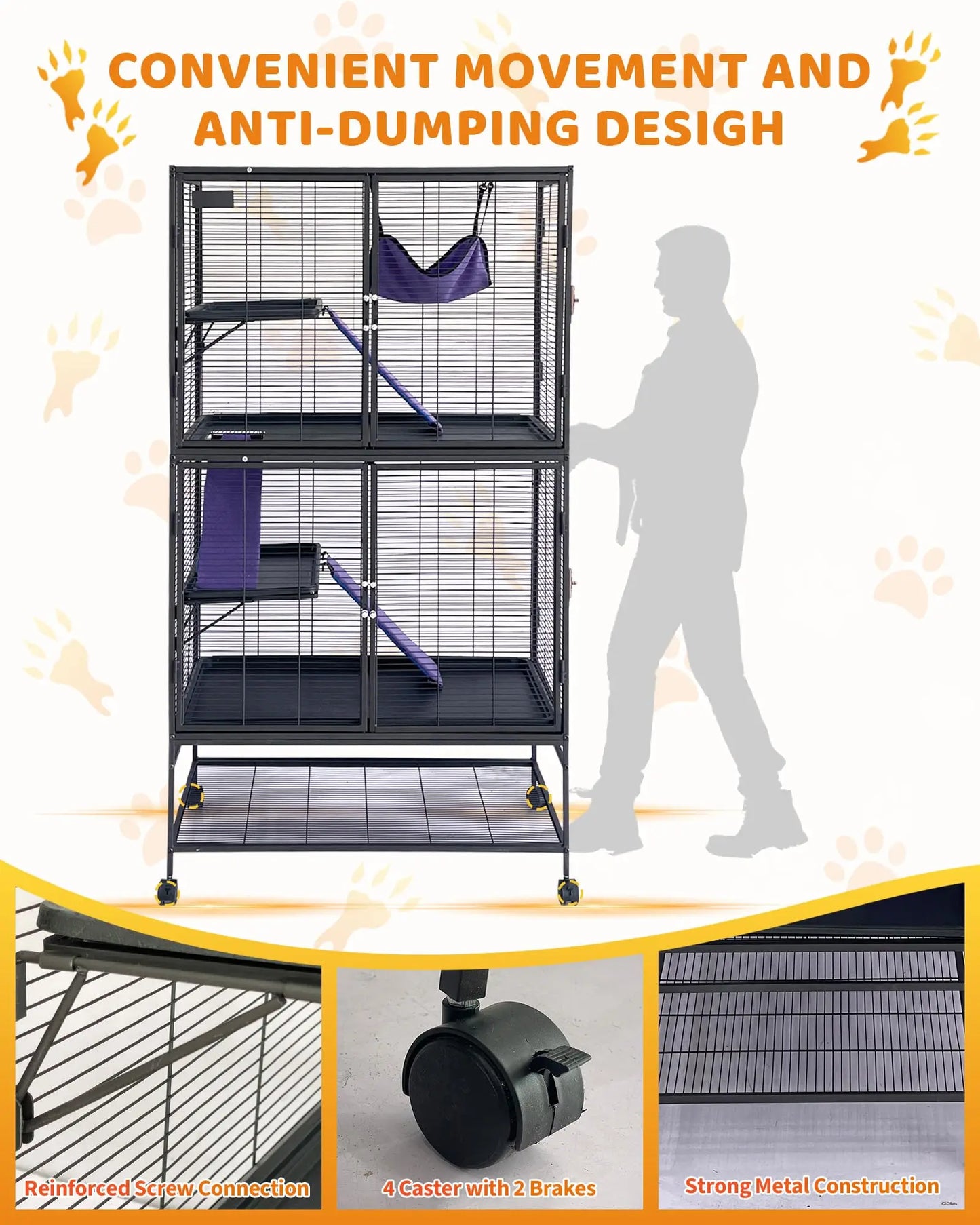 HiMISS Metal Small Animal Cage With Ramp And Multi Level