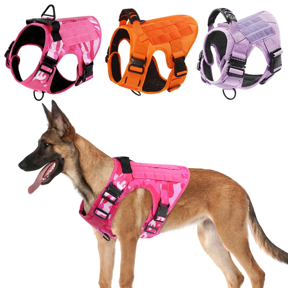 Military Camouflage Dog Harness Tactical Nylon Vest For Training