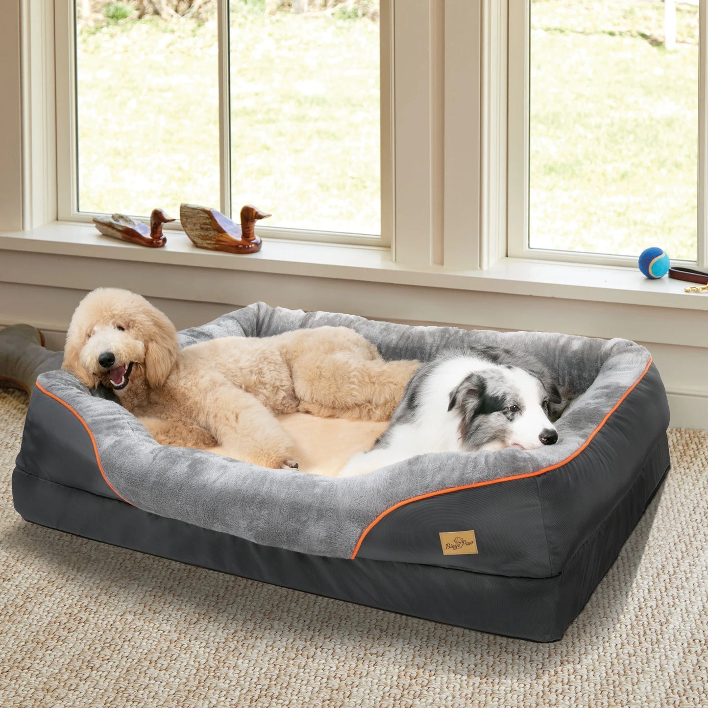 BINGOPAW Anti Allergy Warm Fleece Dog Bed With Washable Cover