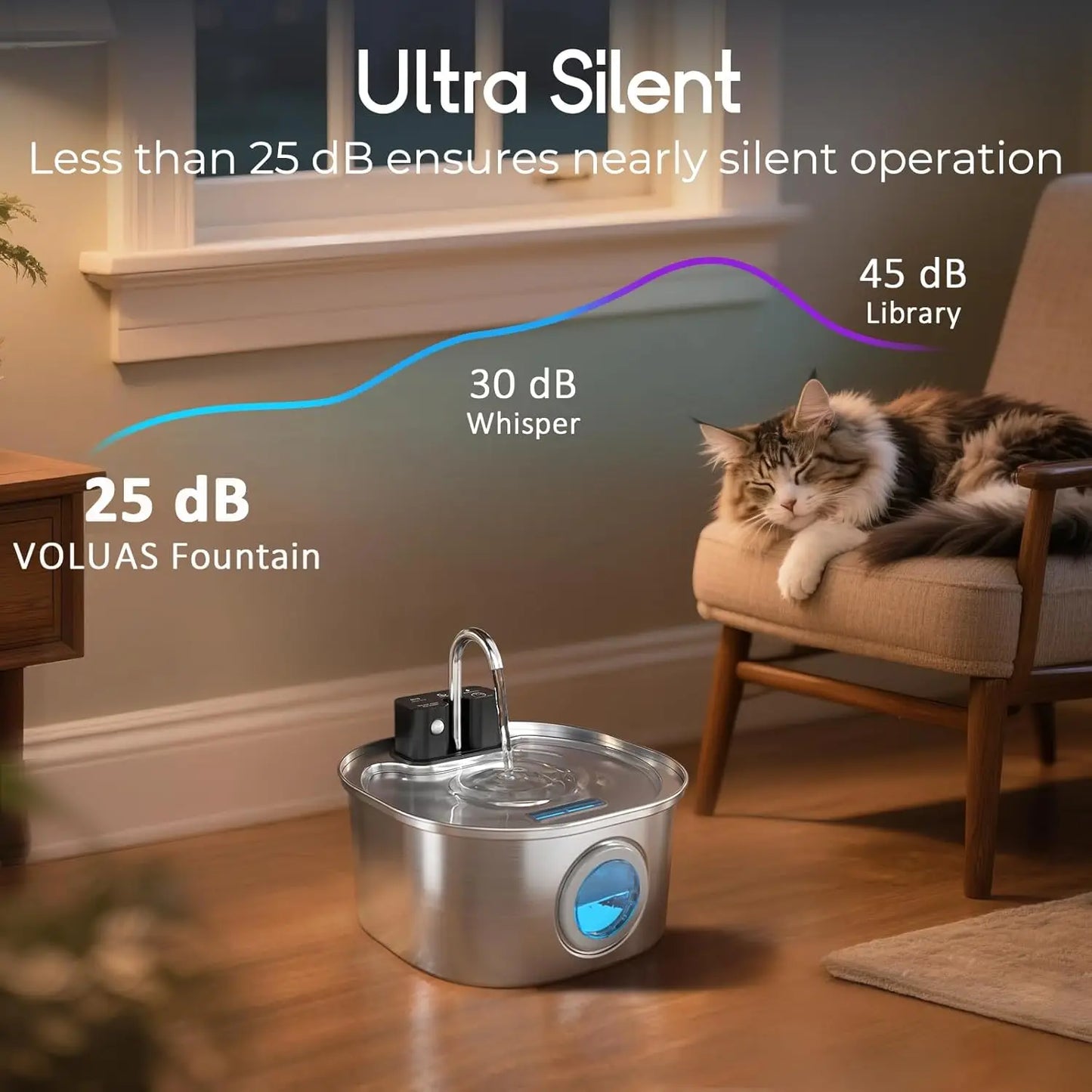 Weomg Stainless Steel Wireless Sensor Water Fountain For Cats Dogs