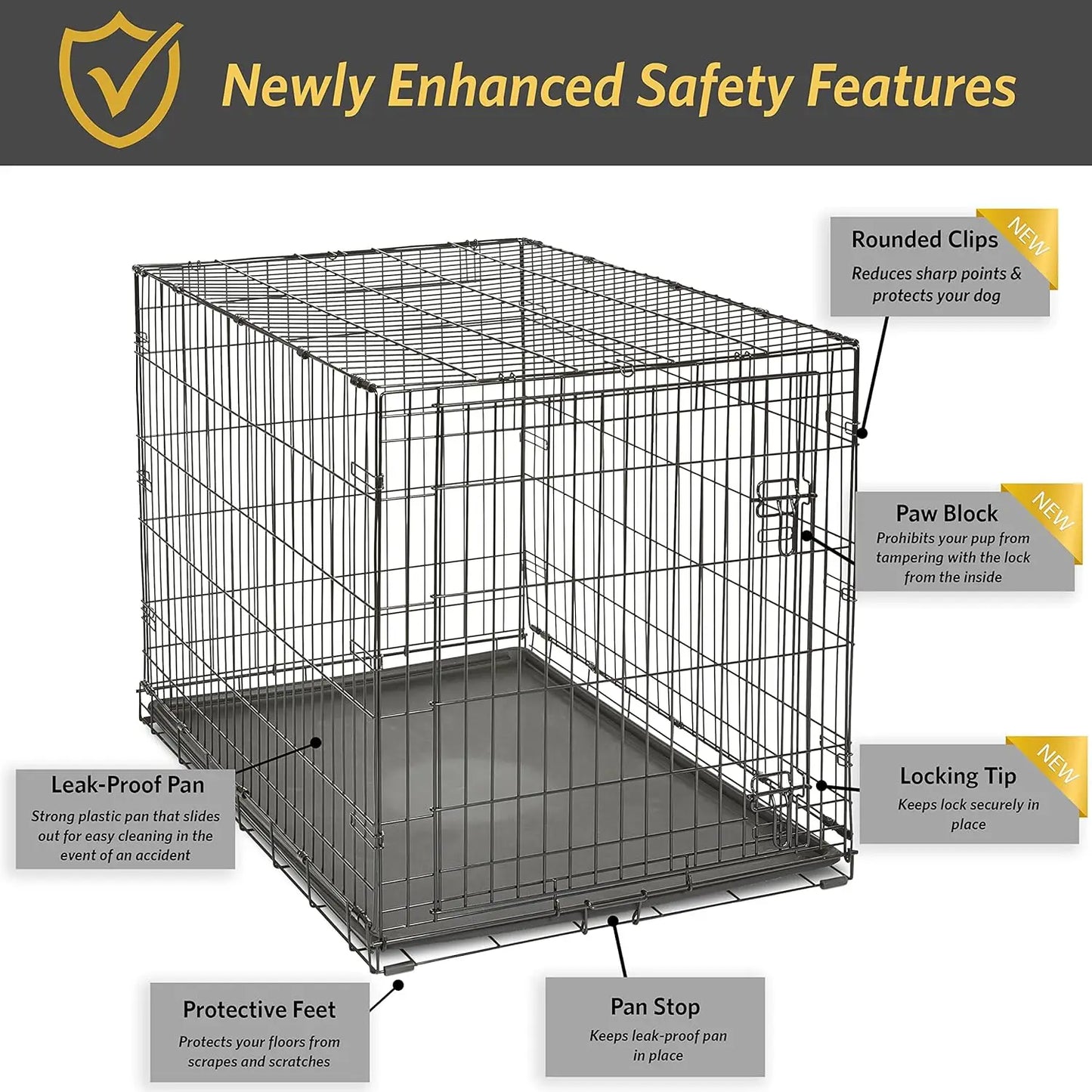 Midwest Homes for Pets Folding Dog Crate with Leakproof Tray