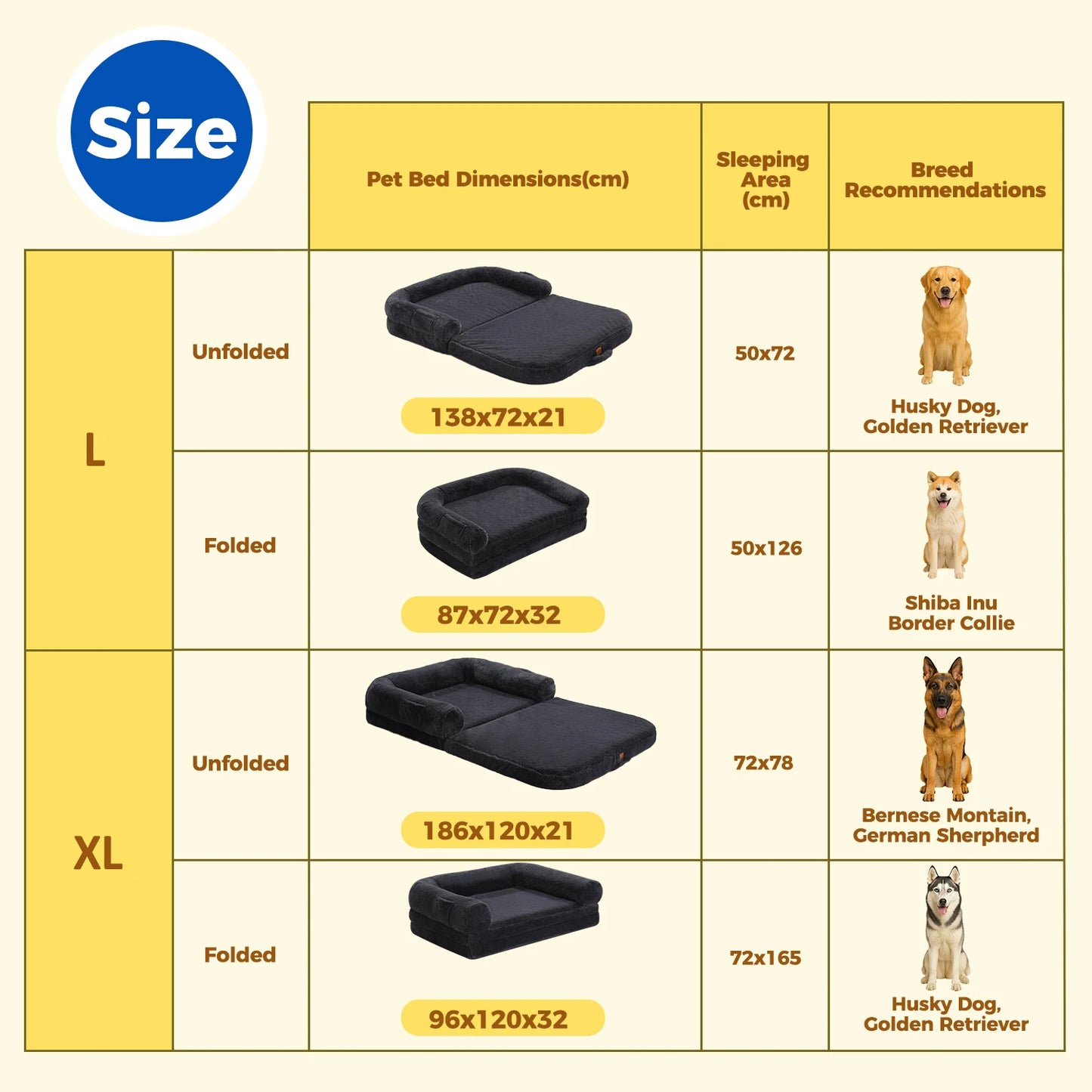PAWZ Road Foldable Dog Bed Washable Plush Sofa Bed