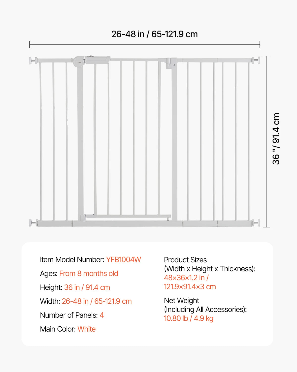 SucceBuy Pressure Mount Baby Gate Walk Thru Child Pet Safety
