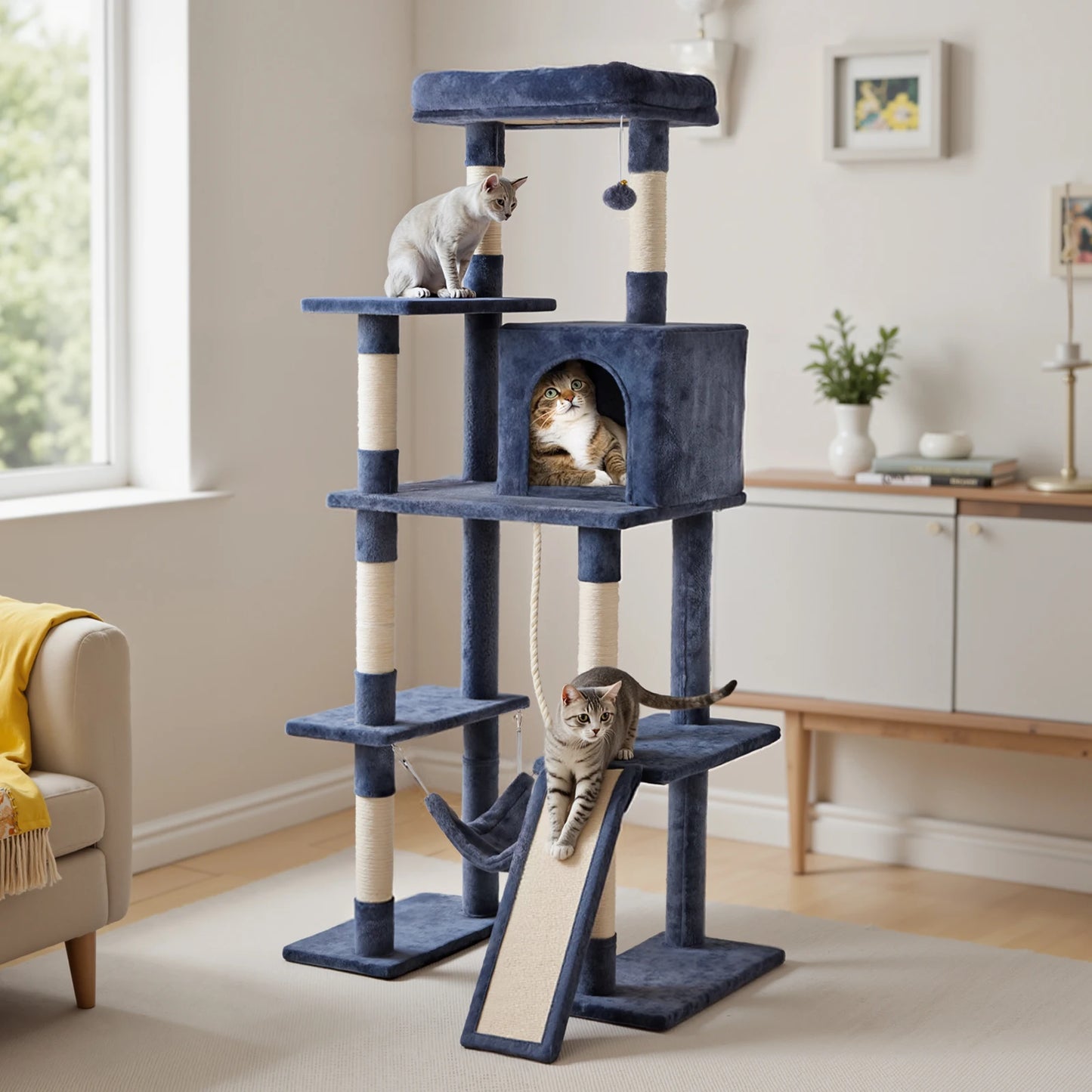 JHK Cat Tree With Sisal Scratching Posts Indoor Cat Furniture