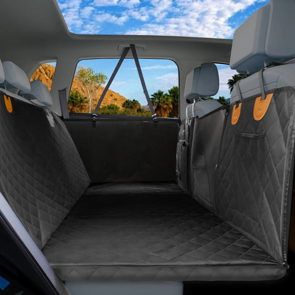 Borwart Waterproof Back Seat Extender Dog Car Cover With Storage
