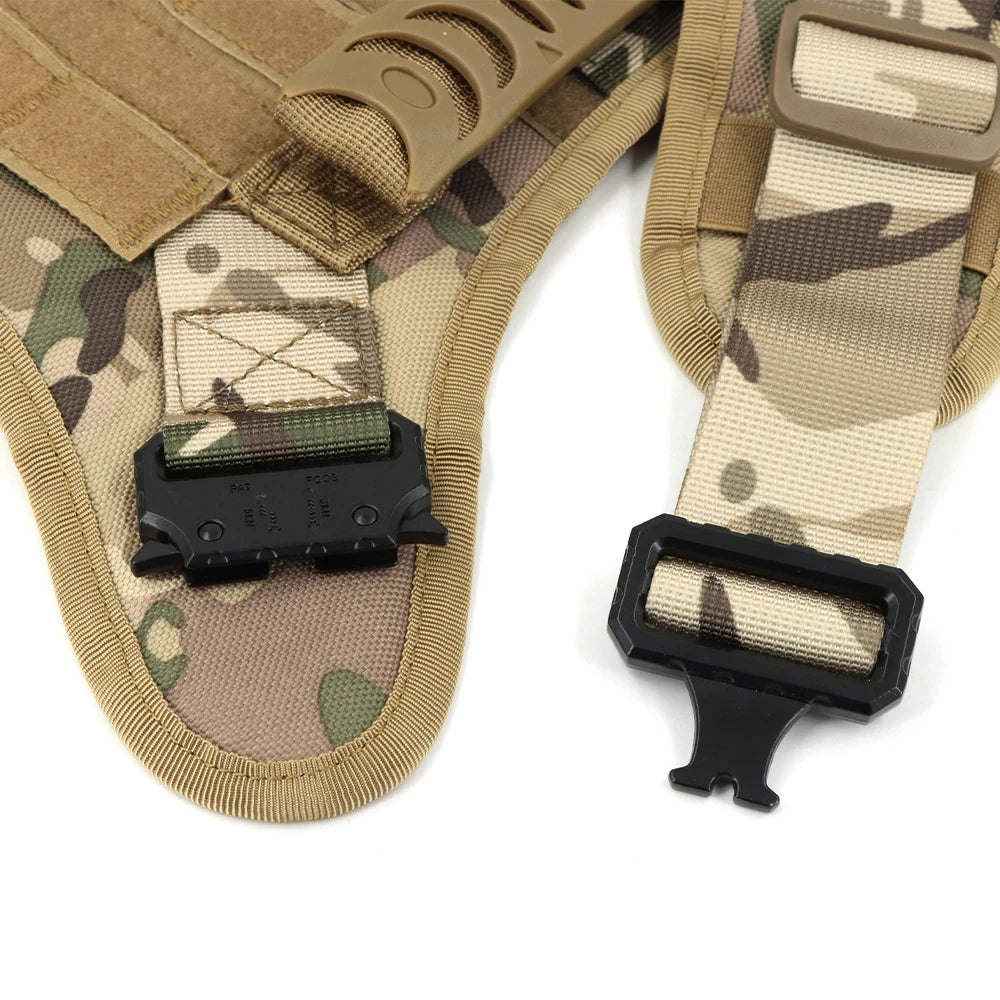 Military Nylon Dog Harness Vest With Leash Patches Training Set