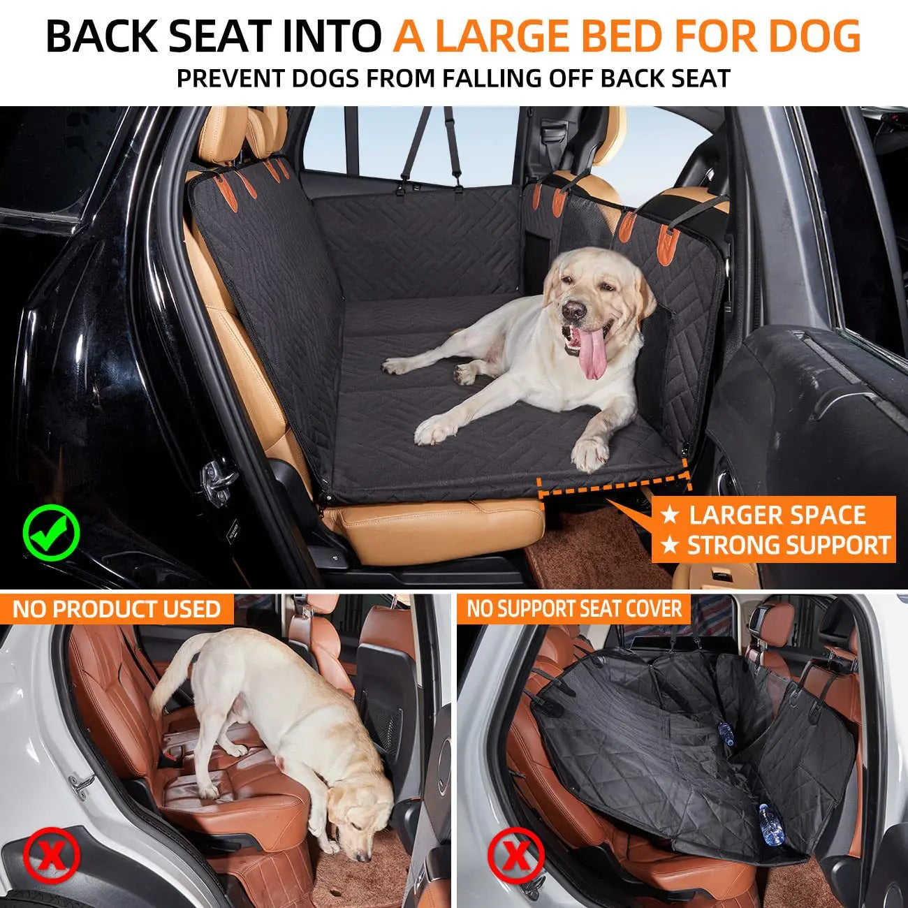 Waterproof Nylon Back Seat Pet Cover With Safety Belt