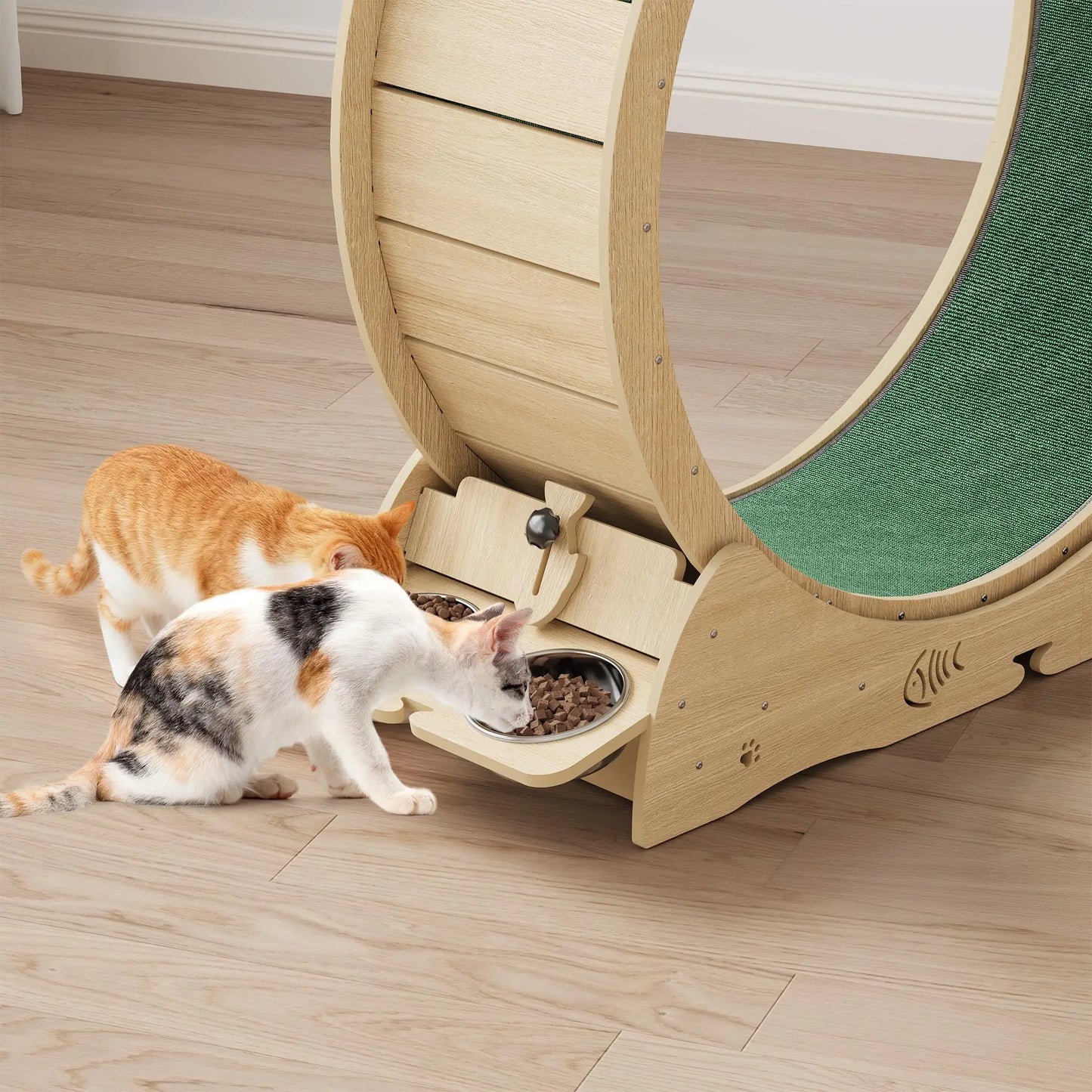 HiMISS 6 in 1 Cat Exercise Wheel Treadmill Bowls Pro