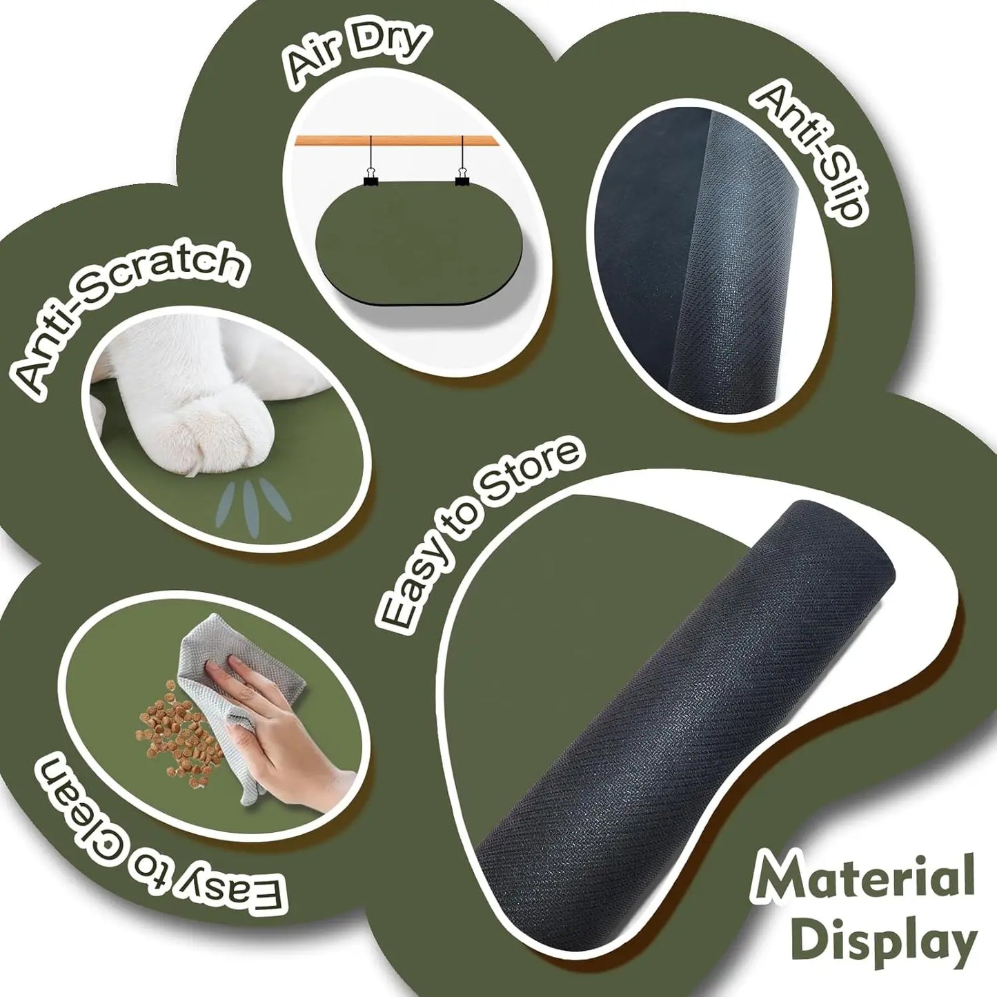 Absorbent Dog Feeding Mat Non-Slip Rubber Base Quick Dry