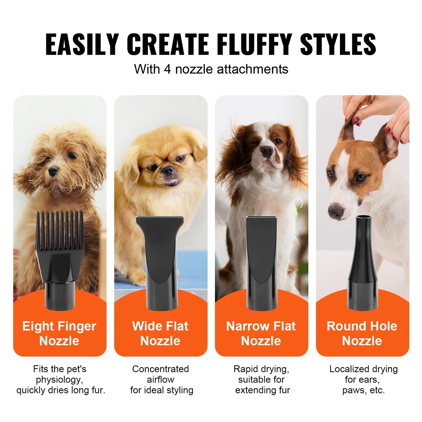 SucceBuy 2000W Dog Grooming Dryer With Adjustable Speed Extendable Hose Nozzles