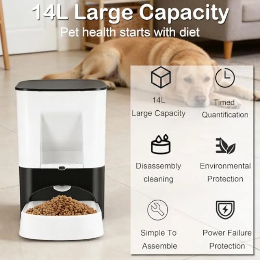 Large Automatic Dog Feeder for Breeds with Voice Recording