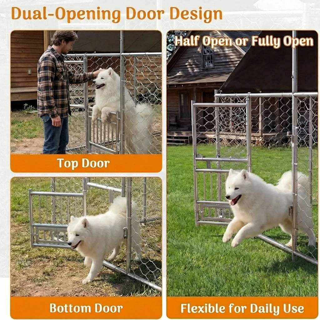 Heavy Duty Large Outdoor Dog Kennel With Dual Opening Doors