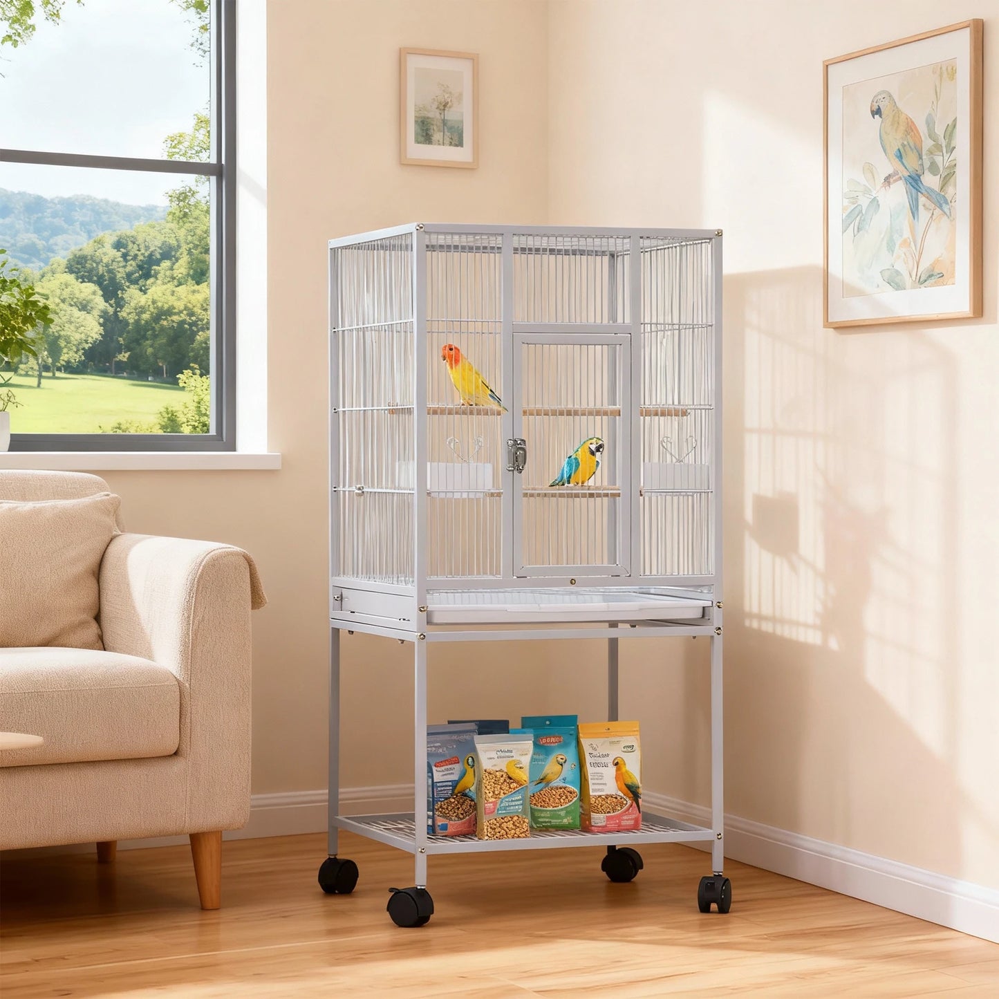 Small Animal Cage 53.5 Inch Metal With Wheels