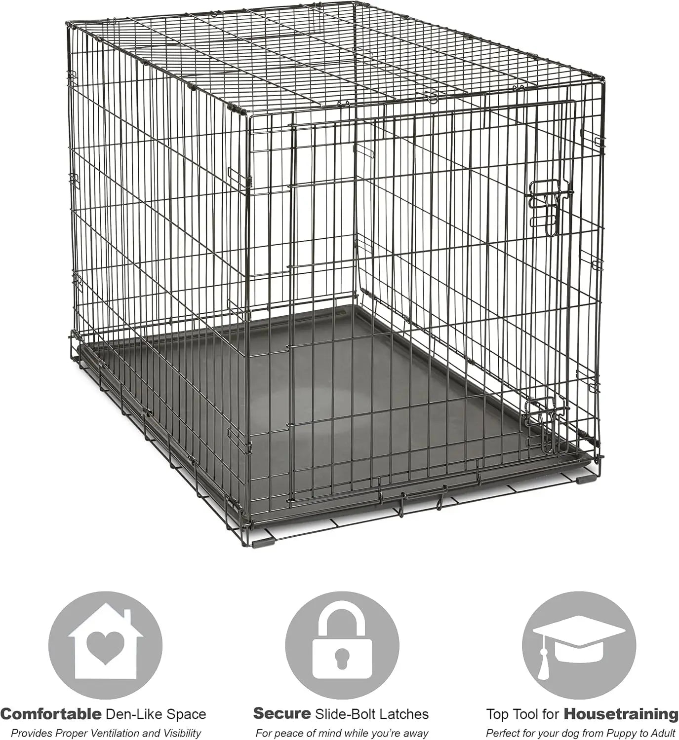 Midwest Homes for Pets Folding Dog Crate with Leakproof Tray