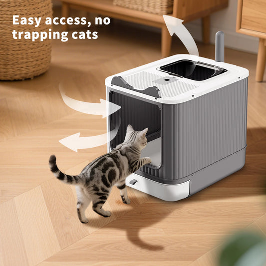 Modern Enclosed Cat Litter Box Furniture With Odor Control