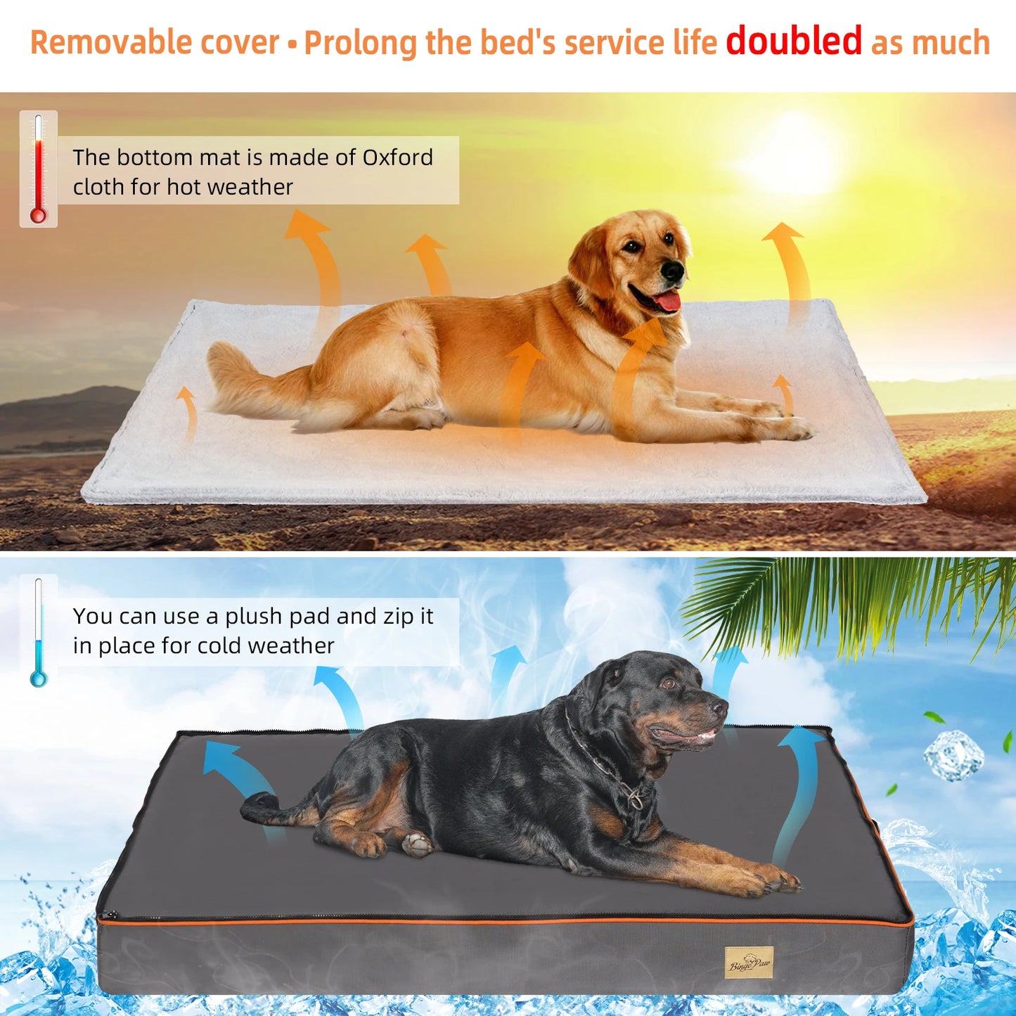 Bingopaw Large Orthopedic Dog Bed With Washable Cover