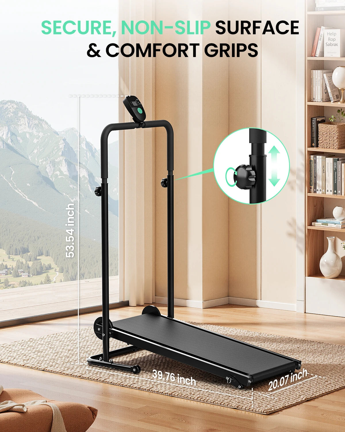 AKLUER Non Electric Treadmill With Dual Flywheels And LCD Monitor
