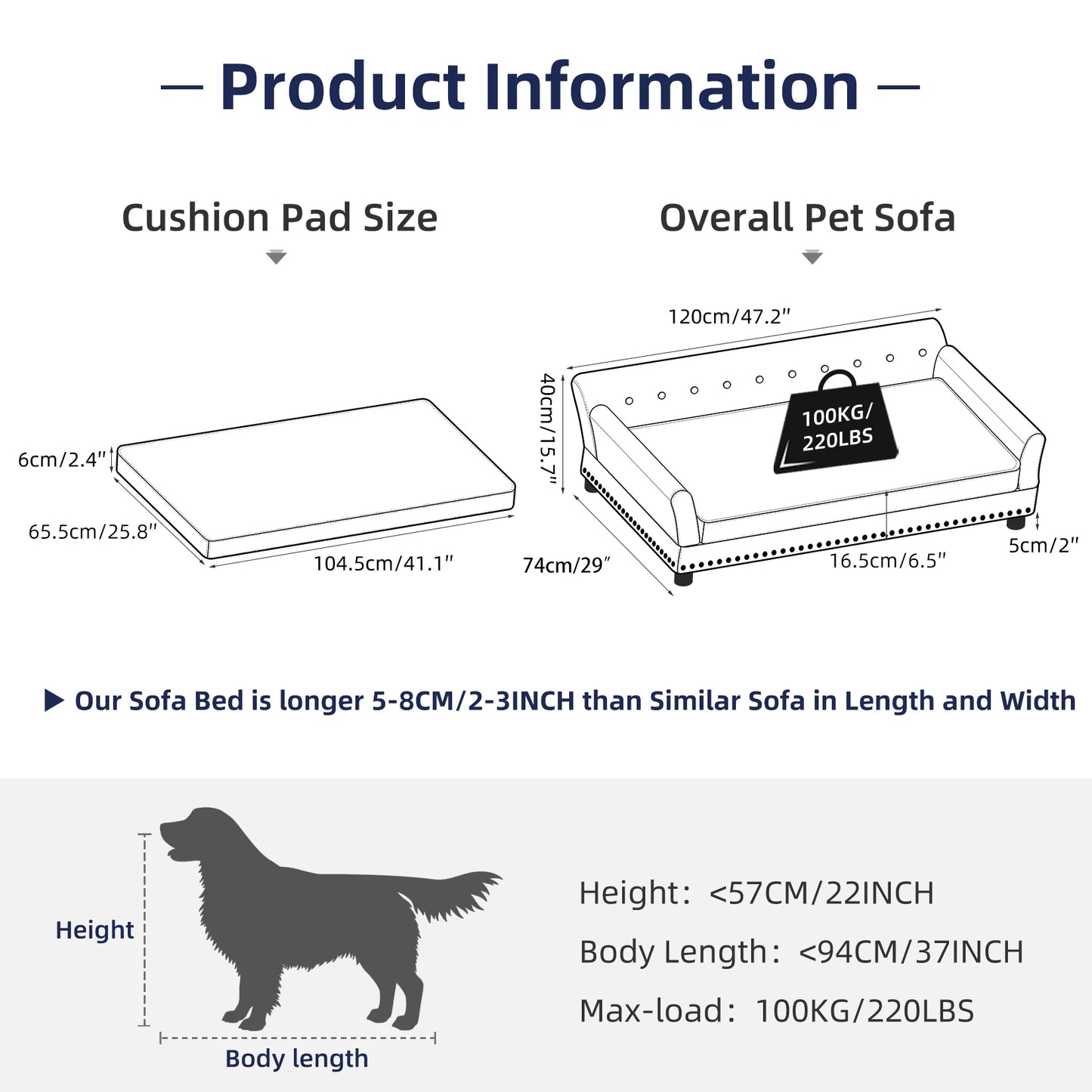 BORWART Heavy Duty Pet Sofa Bed For Dogs And Kittens