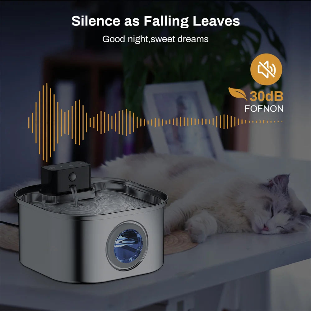 Weomg 3L 5V Rechargeable Stainless Steel Dogs Water Fountain