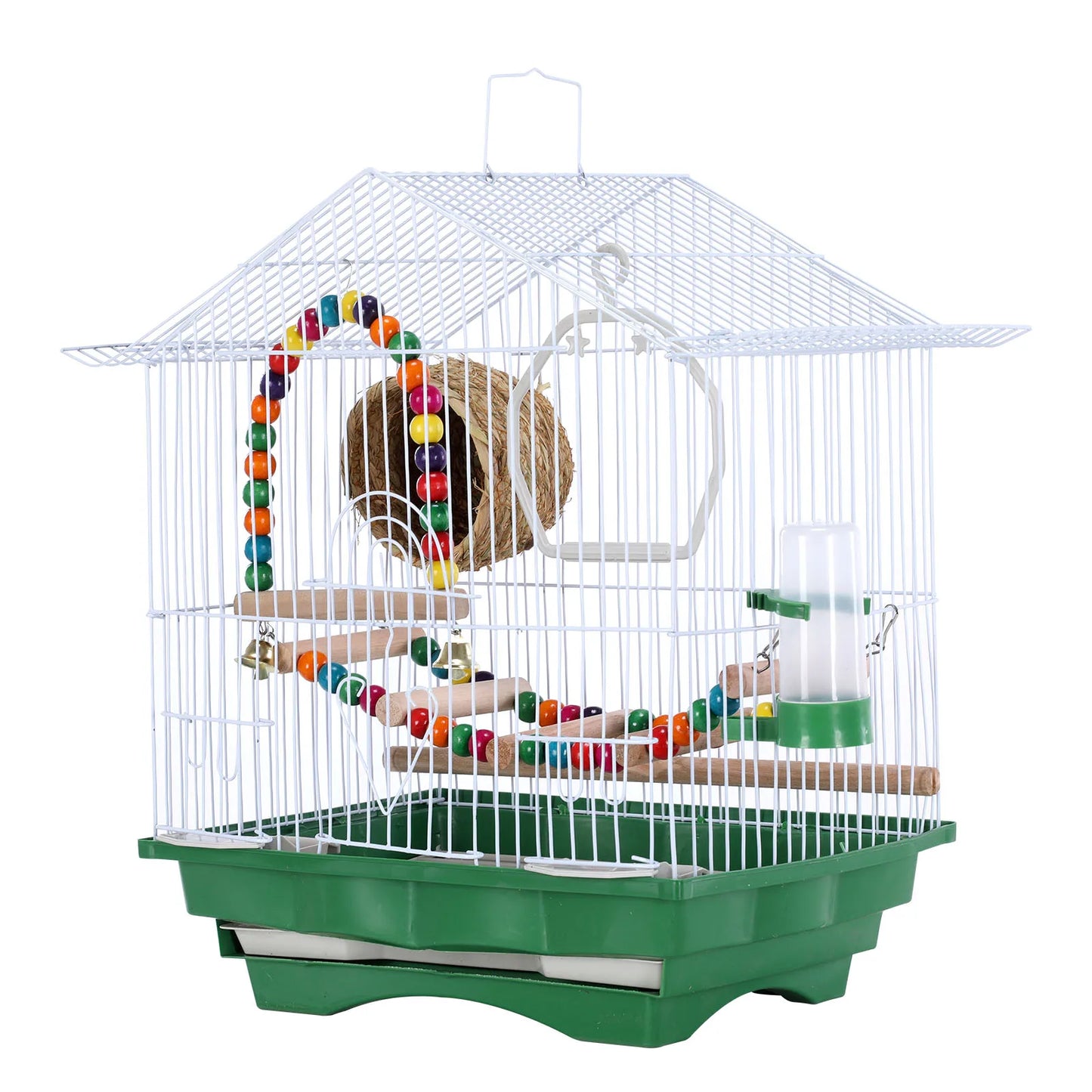 Metal Travel Bird Cage With Perch And Easy Clean Stand For Small Birds