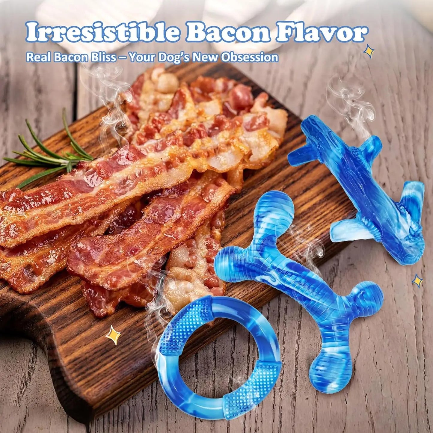 Tough Dog Chew Toys For Aggressive Chewers Bacon Flavor