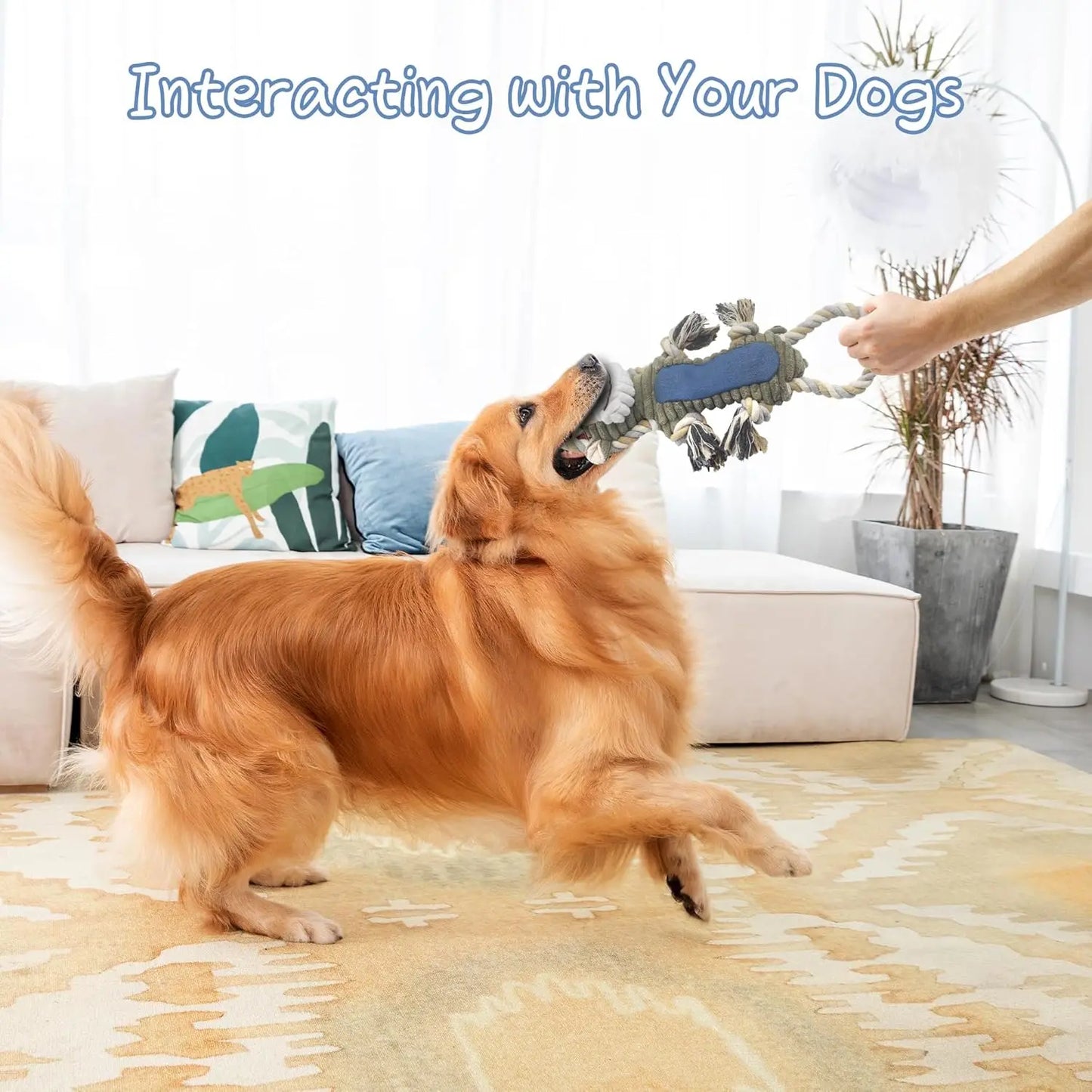 Funny Plush Dog Chew Toys Squeaky Tug War Puppy Toys