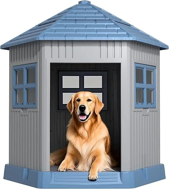 Durable Indoor Outdoor Dog House Kennel With Window Raised Floor