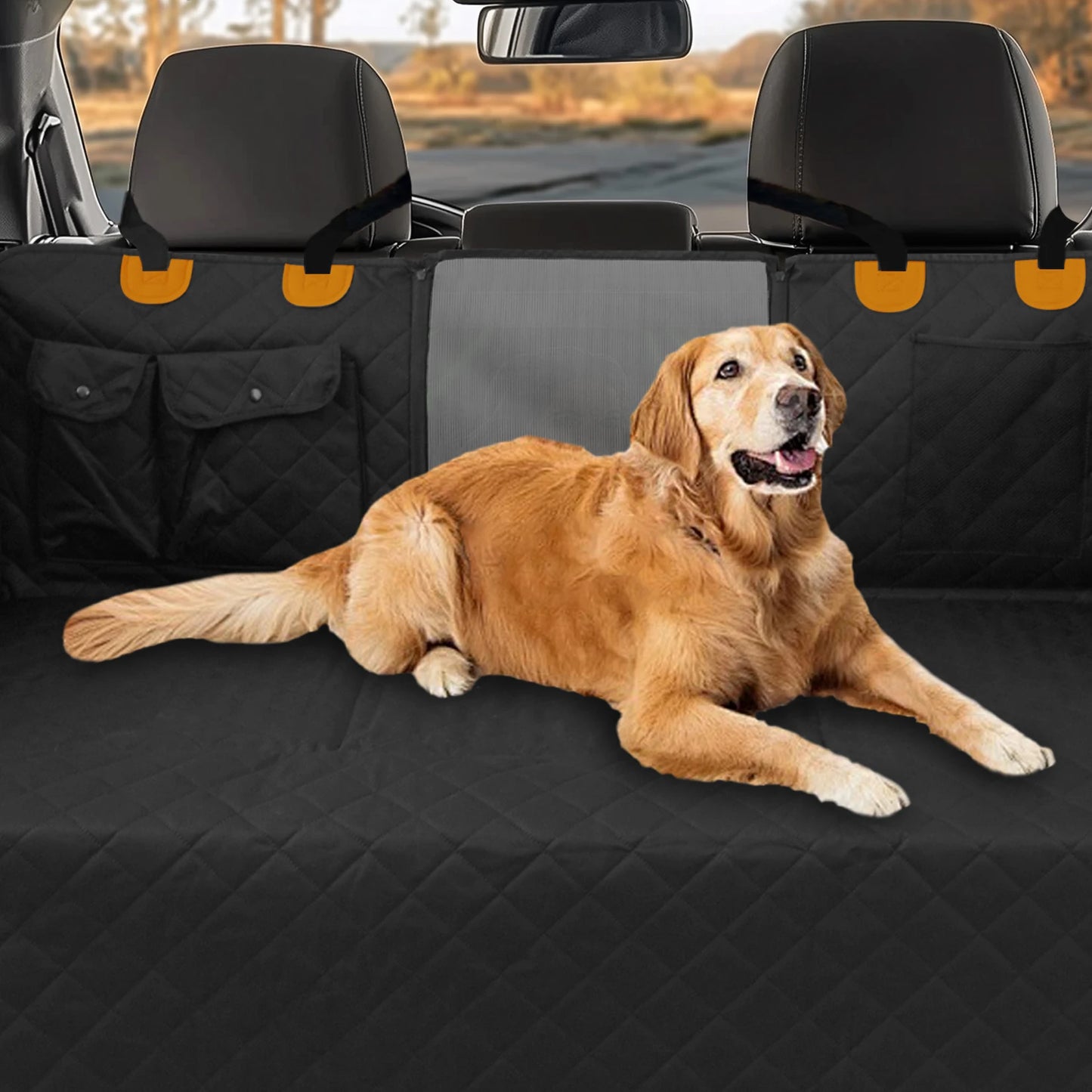 Borwart Waterproof Back Seat Extender Dog Car Cover With Storage
