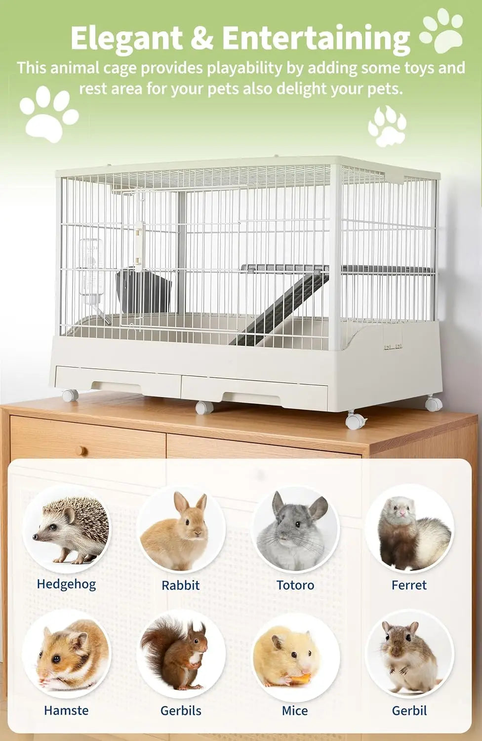 Himiss Spacious Large Rabbit Hutch With Removable Trays
