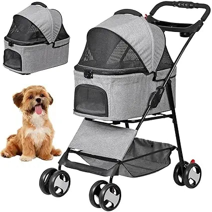 Collapsible Three in 1 Pet Stroller for Dogs and Cats