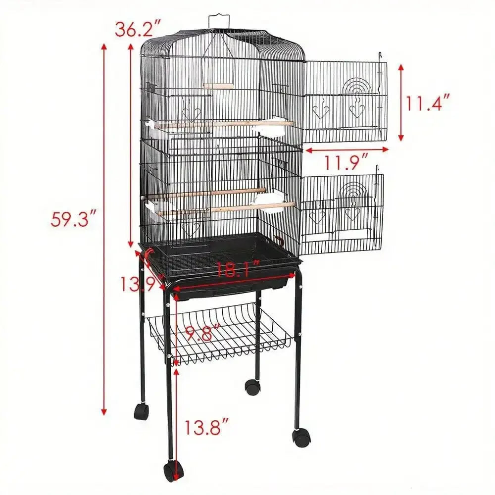 Durable Steel Bird Cage With Rolling Stand For Parrots