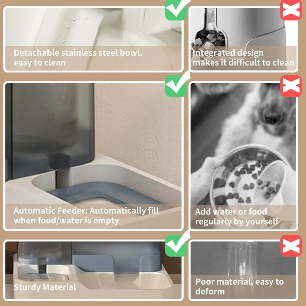 Ceramic Dual Storage Automatic Indoor Pet Water And Food Bowl